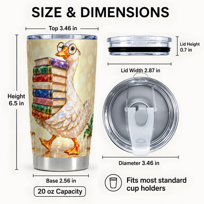 #pl[20oz|Steel] Bookish Goose Tumbler 20oz, Reading Tumbler, Stainless Steel Travel Cup