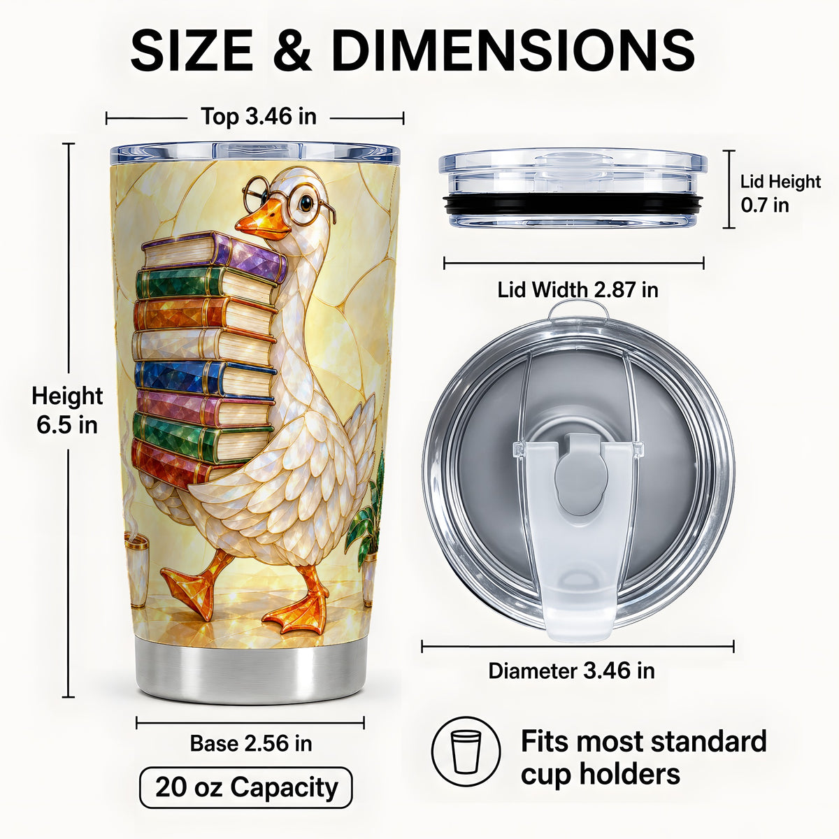 #pl[20oz|Steel] Bookish Goose Tumbler 20oz, Reading Tumbler, Stainless Steel Travel Cup