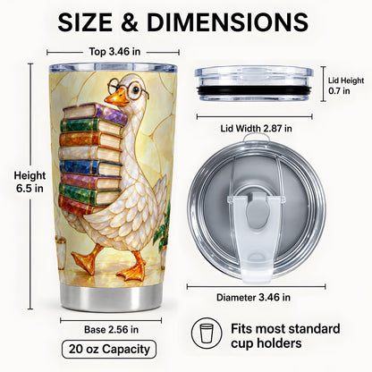 #pl[20oz|Steel] Bookish Goose Tumbler 20oz, Reading Tumbler, Stainless Steel Travel Cup