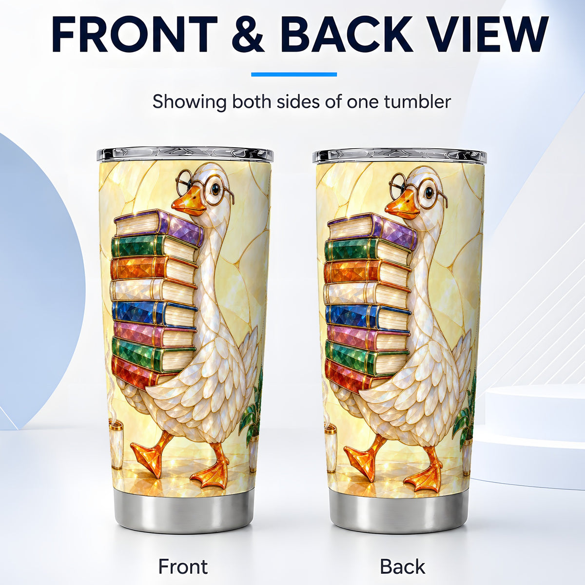 #pl[20oz|Steel] Bookish Goose Tumbler 20oz, Reading Tumbler, Stainless Steel Travel Cup