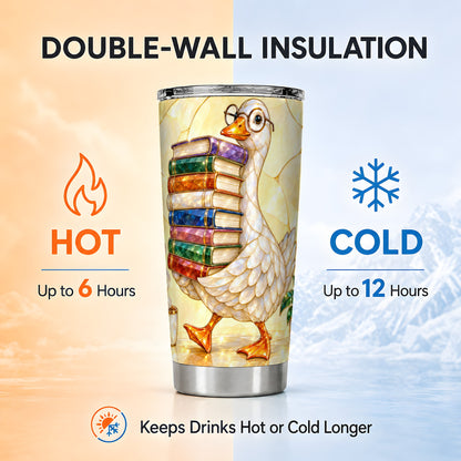 #pl[20oz|Steel] Bookish Goose Tumbler 20oz, Reading Tumbler, Stainless Steel Travel Cup