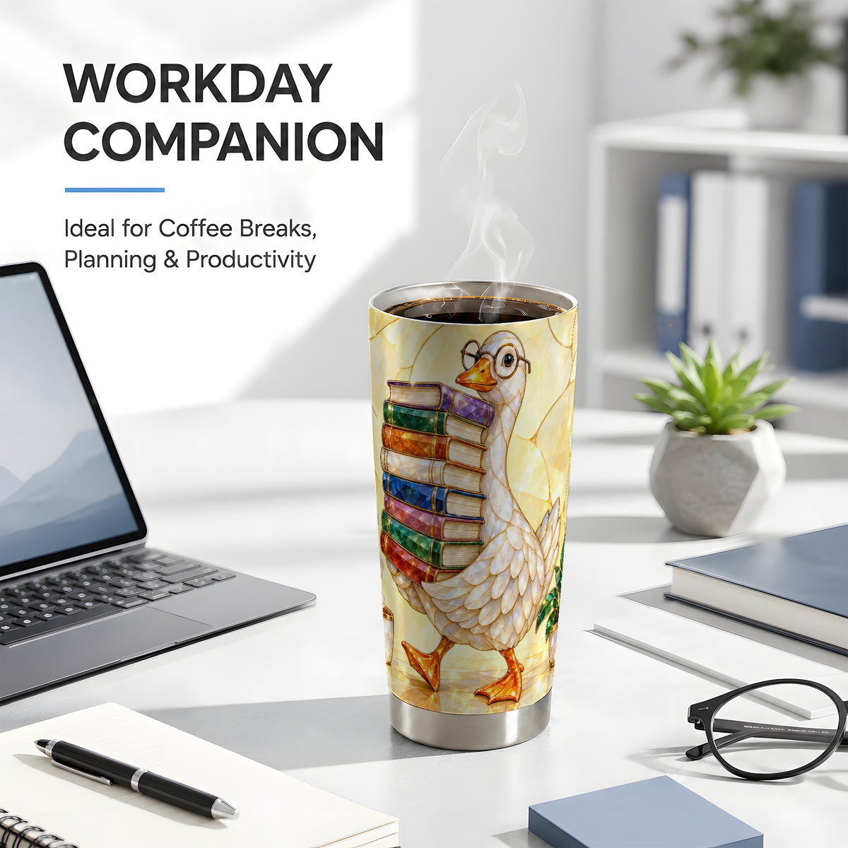 #pl[20oz|Steel] Bookish Goose Tumbler 20oz, Reading Tumbler, Stainless Steel Travel Cup