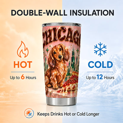 #pl[20oz|Steel] Chicago Dog Pizza Tumbler 20oz, Dachshund Tumbler, Stainless Steel Cup