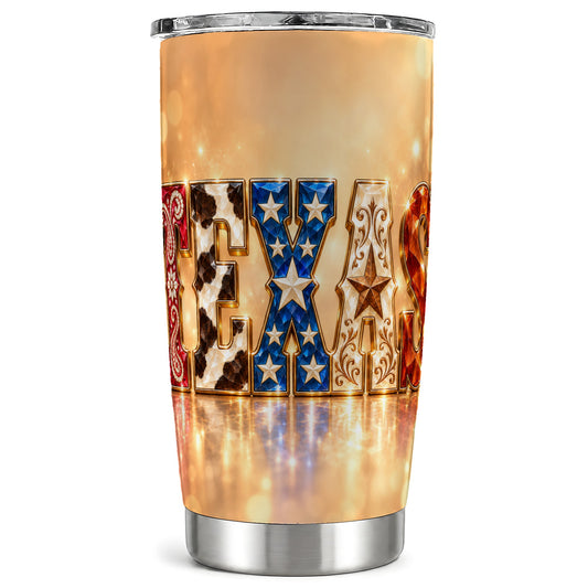 Texas Jeweled Tumbler 20oz, Western Tumbler, Stainless Steel Travel Cup