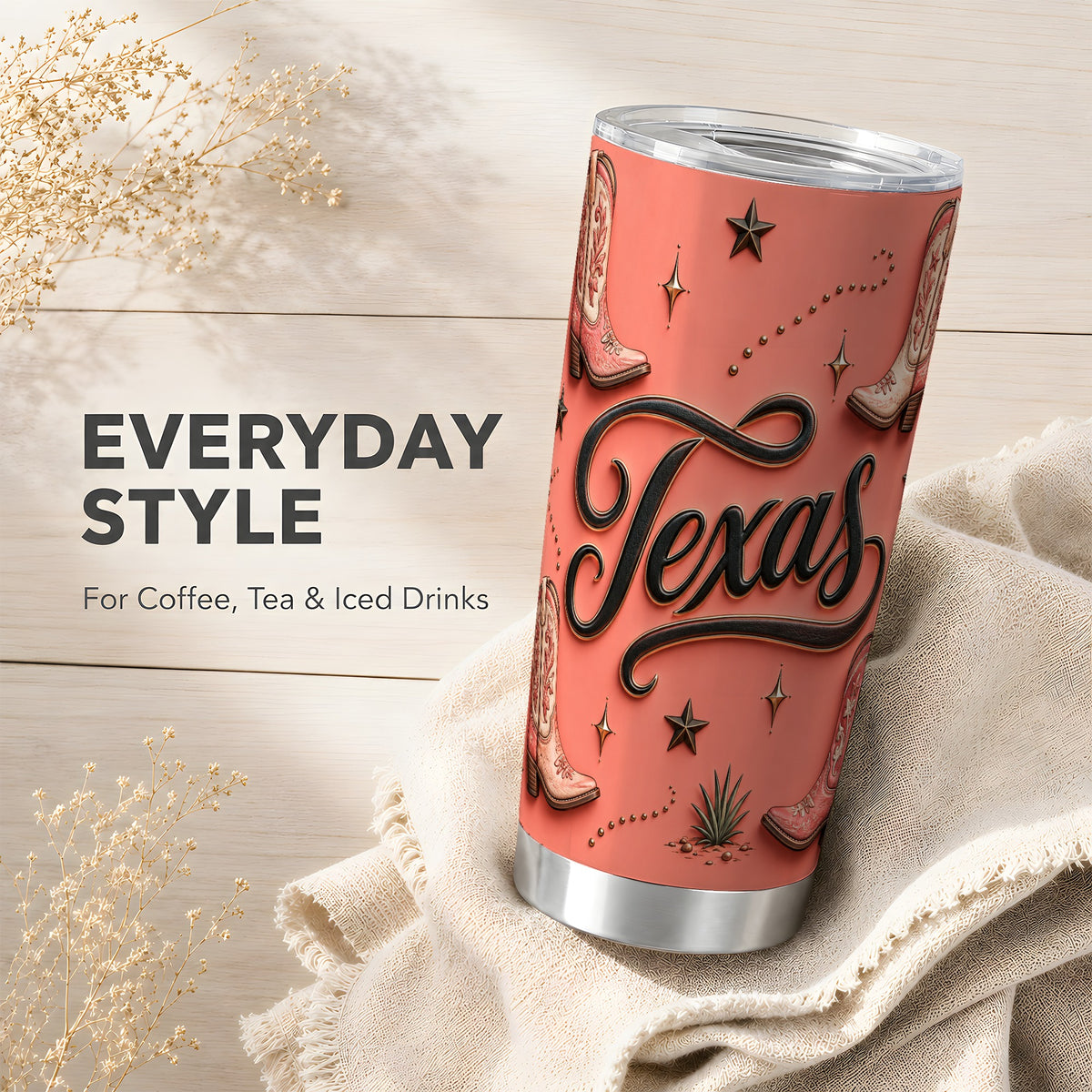#pl[20oz|Steel] Texas Boots Tumbler 20oz, Western Tumbler, Stainless Steel Travel Cup