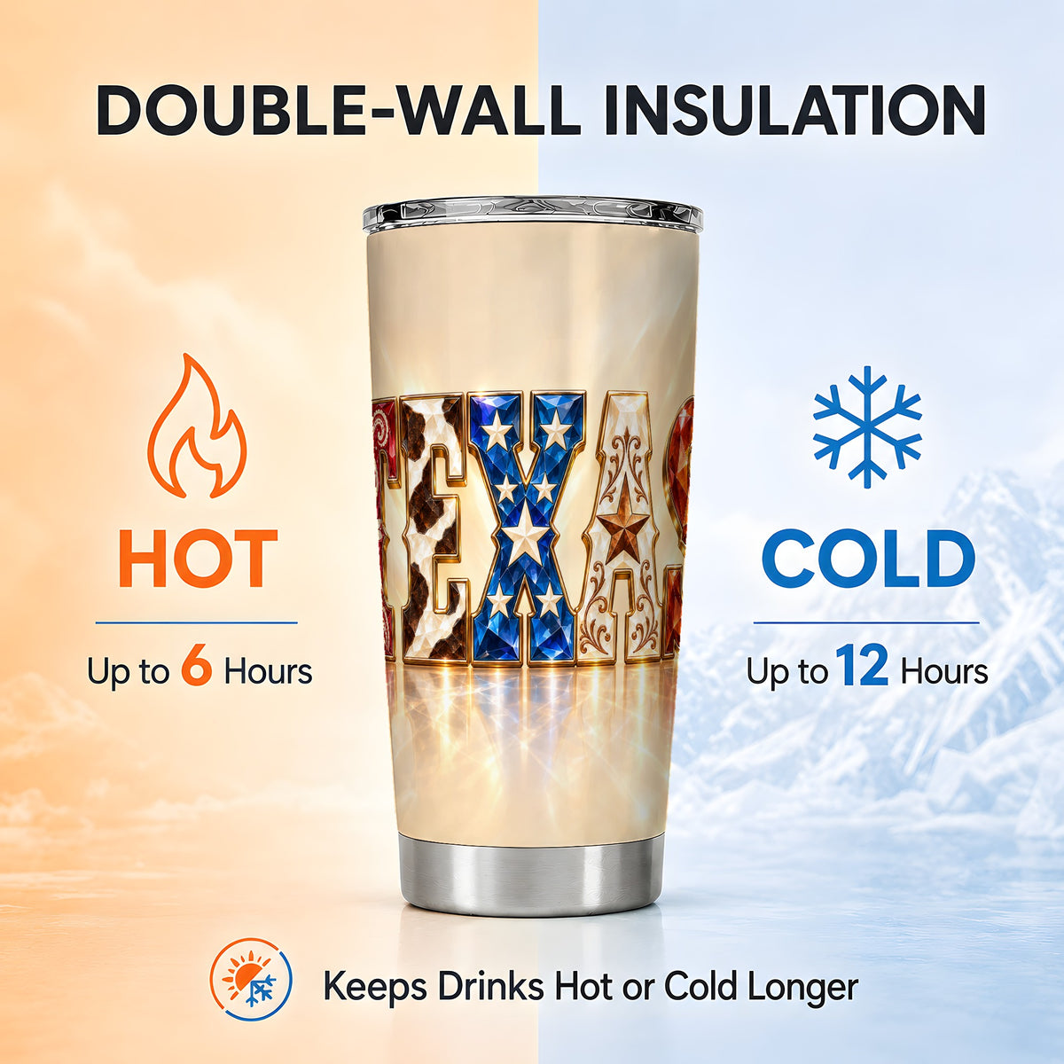 #pl[20oz|Steel] Texas Stars Tumbler 20oz, Western Tumbler, Stainless Steel Travel Cup