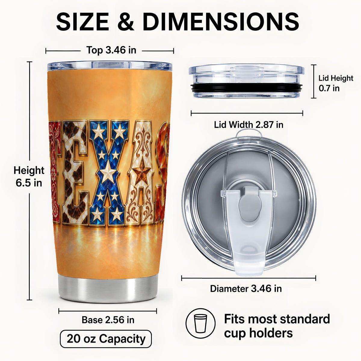 #pl[20oz|Steel] Texas Gemstone Tumbler 20oz, Western Tumbler, Stainless Steel Travel Cup
