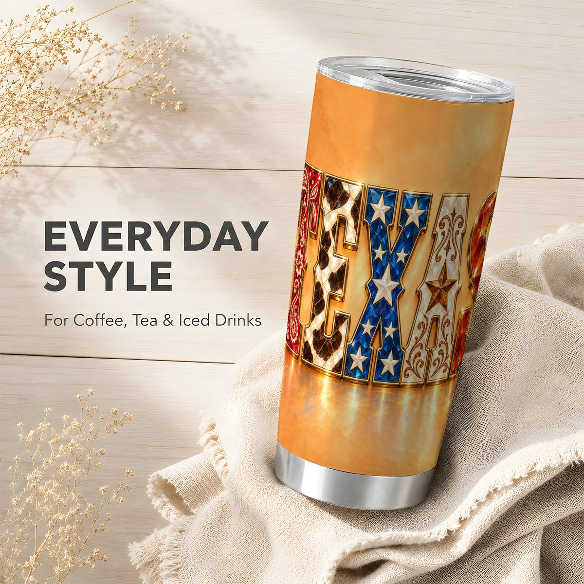 #pl[20oz|Steel] Texas Gemstone Tumbler 20oz, Western Tumbler, Stainless Steel Travel Cup