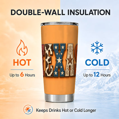#pl[20oz|Steel] Texas Rustic Tumbler 20oz, Western Tumbler, Stainless Steel Travel Cup
