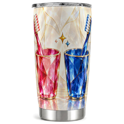 Gemstone Toothbrush Pair Tumbler 20oz, Dental Stainless Steel Travel Cup