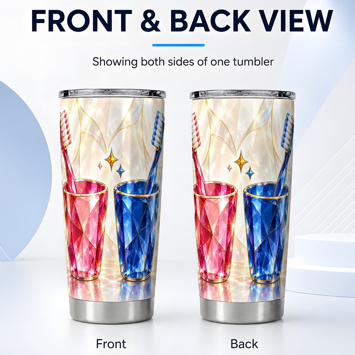 #pl[20oz|Steel] Gemstone Toothbrush Pair Tumbler 20oz, Dental Stainless Steel Travel Cup
