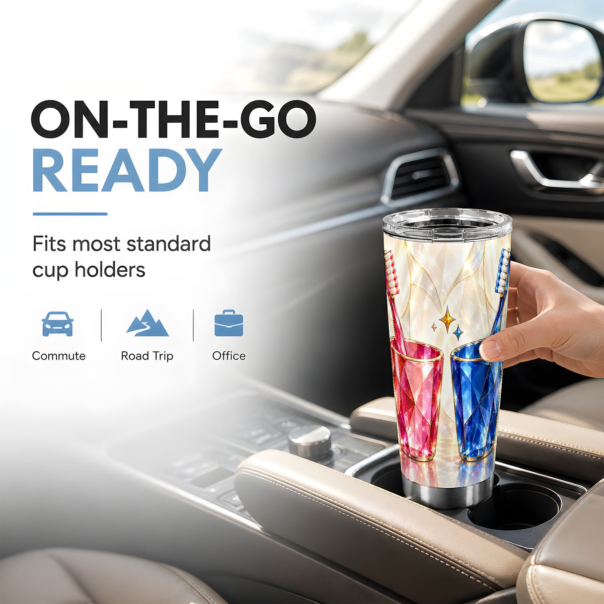 #pl[20oz|Steel] Gemstone Toothbrush Pair Tumbler 20oz, Dental Stainless Steel Travel Cup