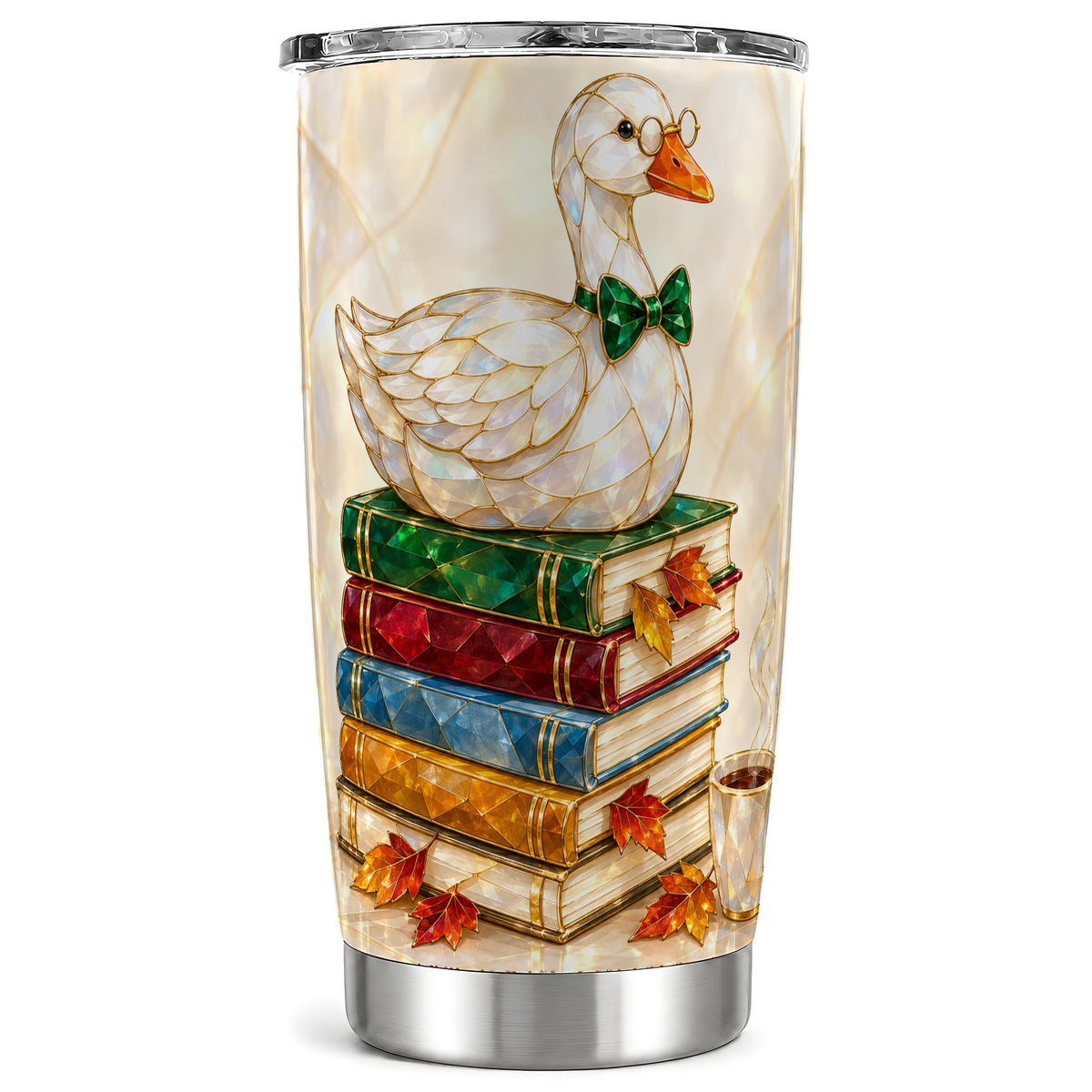 Jeweled Bookish Goose Tumbler 20oz, Autumn Stainless Steel Travel Cup