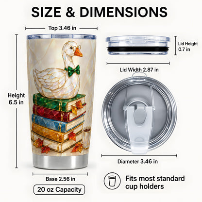 #pl[20oz|Steel] Jeweled Bookish Goose Tumbler 20oz, Autumn Stainless Steel Travel Cup