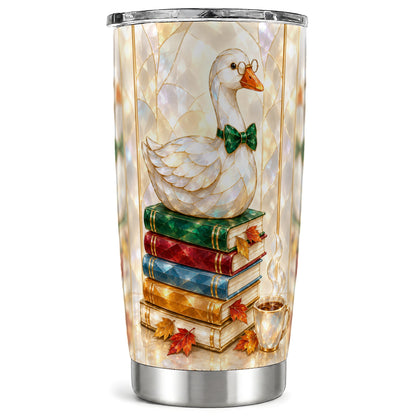 Bookish Bird 20oz Tumbler, Autumn Reader Stainless Steel Travel Cup