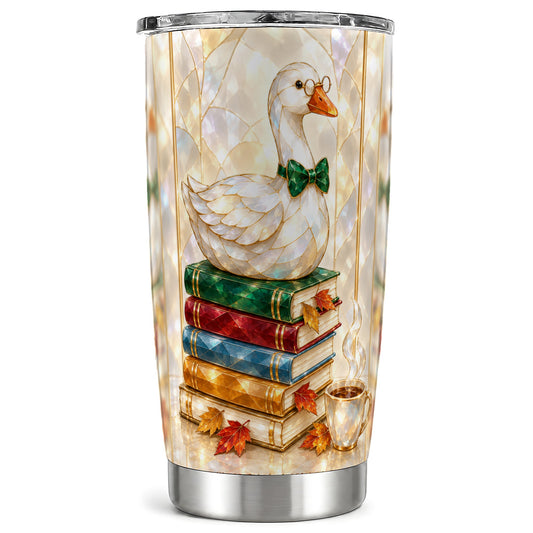Bookish Bird 20oz Tumbler, Autumn Reader Stainless Steel Travel Cup
