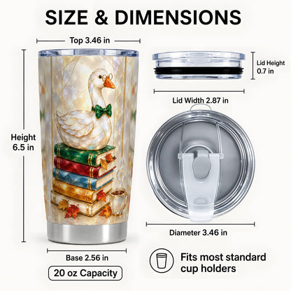 #pl[20oz|Steel] Bookish Bird 20oz Tumbler, Autumn Reader Stainless Steel Travel Cup