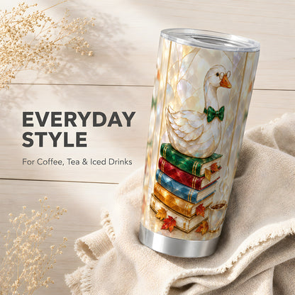 #pl[20oz|Steel] Bookish Bird 20oz Tumbler, Autumn Reader Stainless Steel Travel Cup
