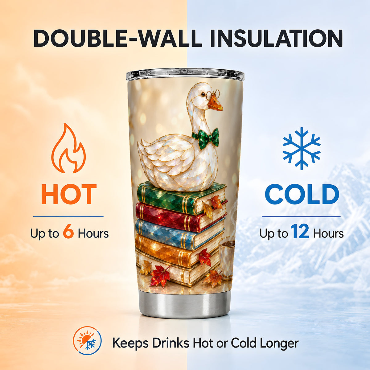 #pl[20oz|Steel] Golden Book Bird 20oz Tumbler, Cozy Reader Stainless Steel Travel Cup