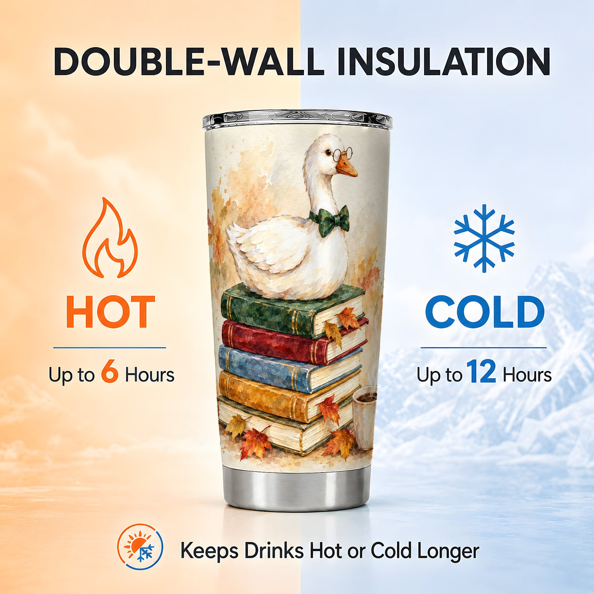 #pl[20oz|Steel] Watercolor Book Bird 20oz Tumbler, Autumn Stainless Steel Travel Cup