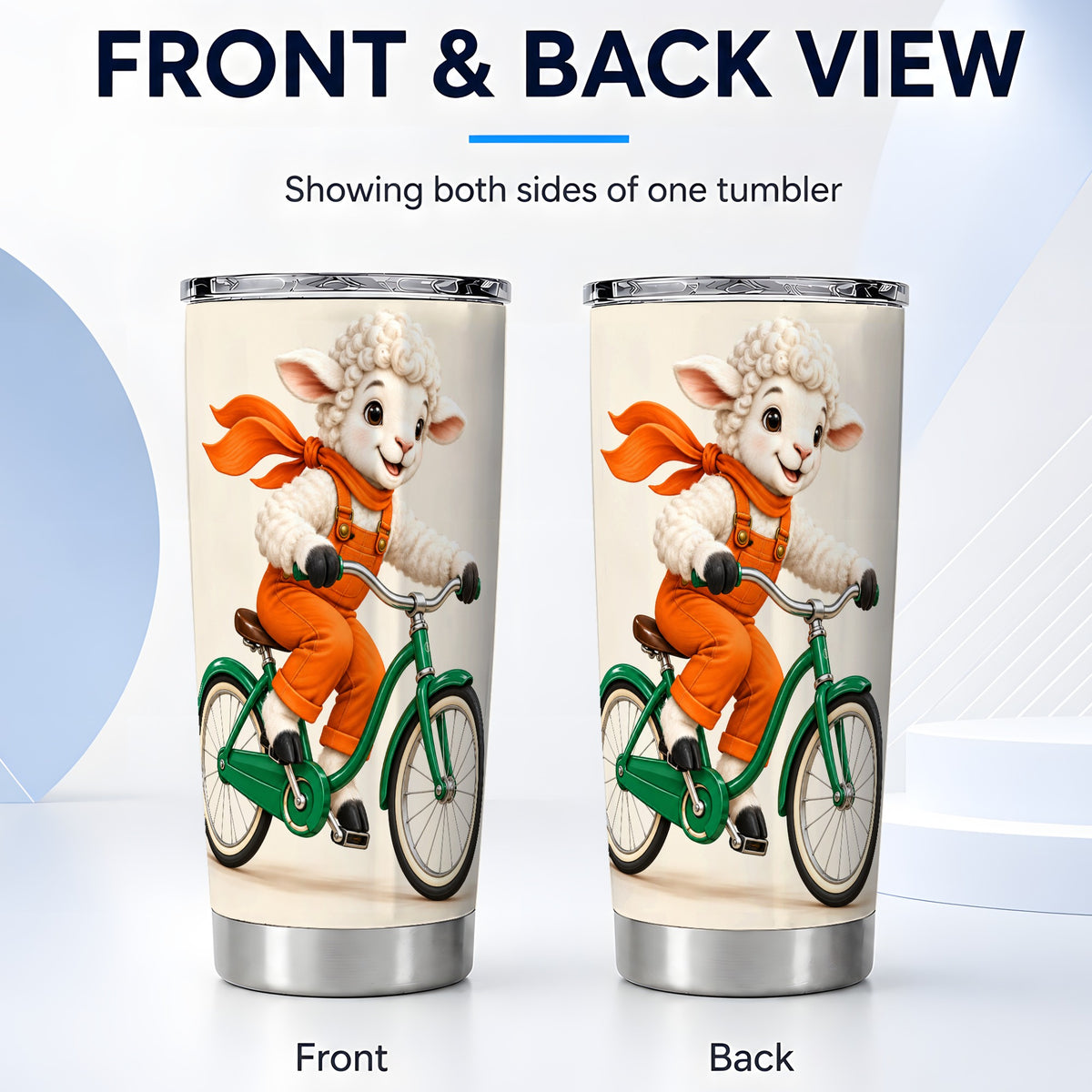 #pl[20oz|Steel] Cycling Lamb 20oz Tumbler, Cute Bicycle Stainless Steel Travel Cup