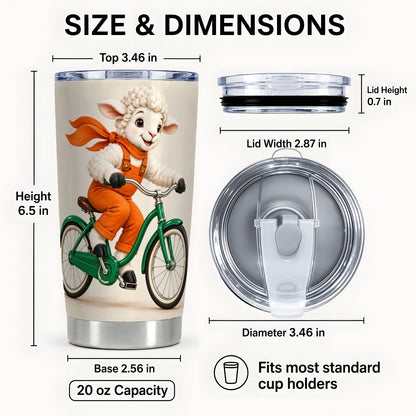 #pl[20oz|Steel] Cycling Lamb 20oz Tumbler, Cute Bicycle Stainless Steel Travel Cup
