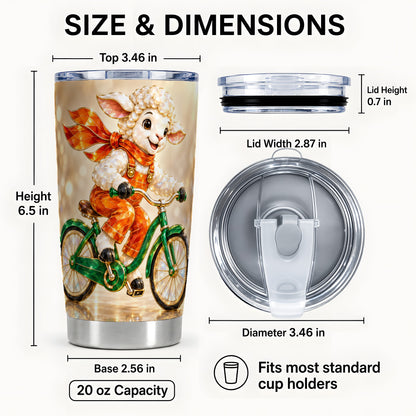 #pl[20oz|Steel] Cycling Lamb Tumbler 20oz, Cute Sheep Tumbler, Stainless Steel Travel Cup