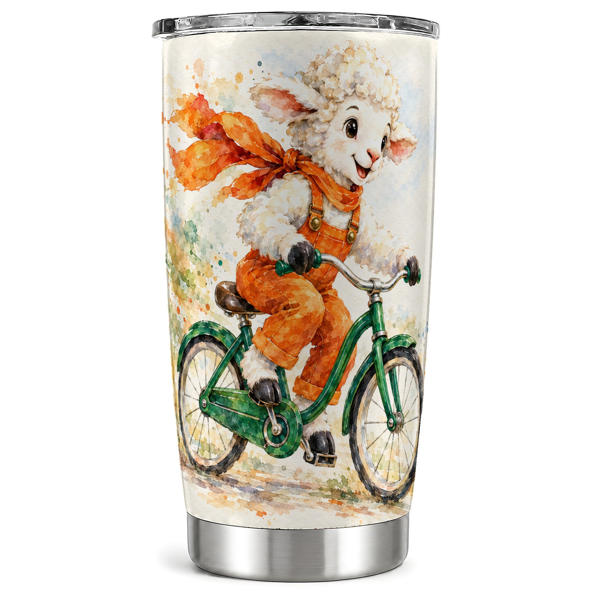 Watercolor Lamb Tumbler 20oz, Sheep Tumbler, Stainless Steel Travel Cup