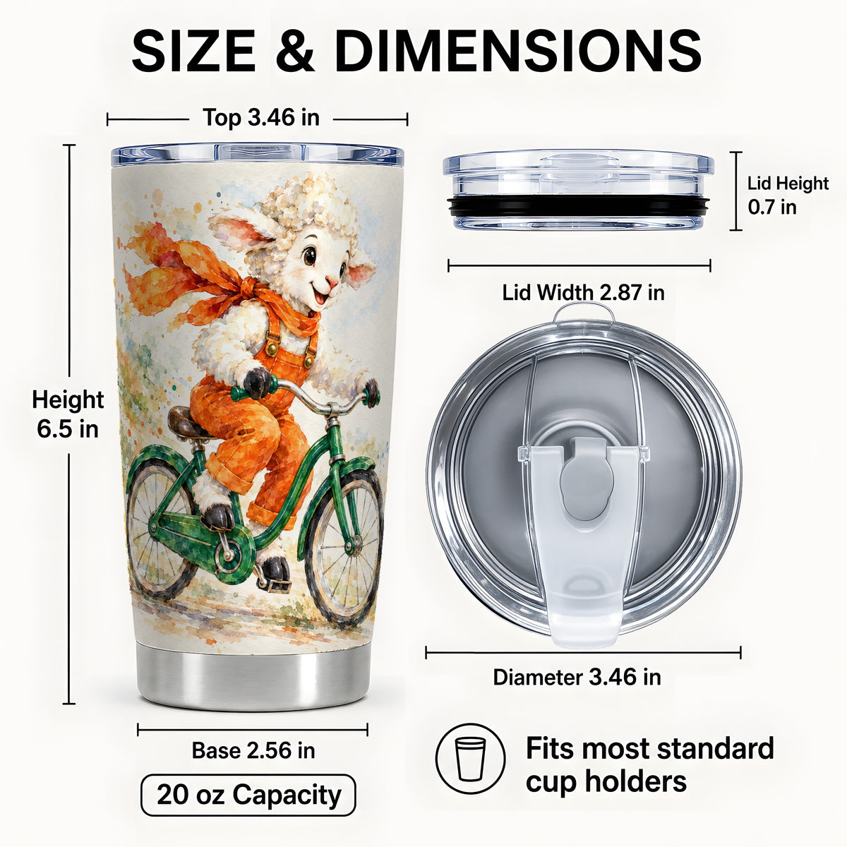 #pl[20oz|Steel] Watercolor Lamb Tumbler 20oz, Sheep Tumbler, Stainless Steel Travel Cup