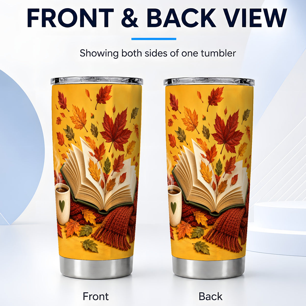 #pl[20oz|Steel] Autumn Reading Tumbler 20oz, Book Lover Tumbler, Stainless Steel Travel Cup