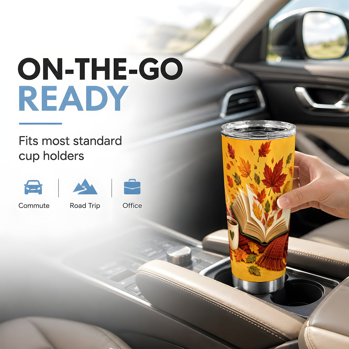 #pl[20oz|Steel] Autumn Reading Tumbler 20oz, Book Lover Tumbler, Stainless Steel Travel Cup