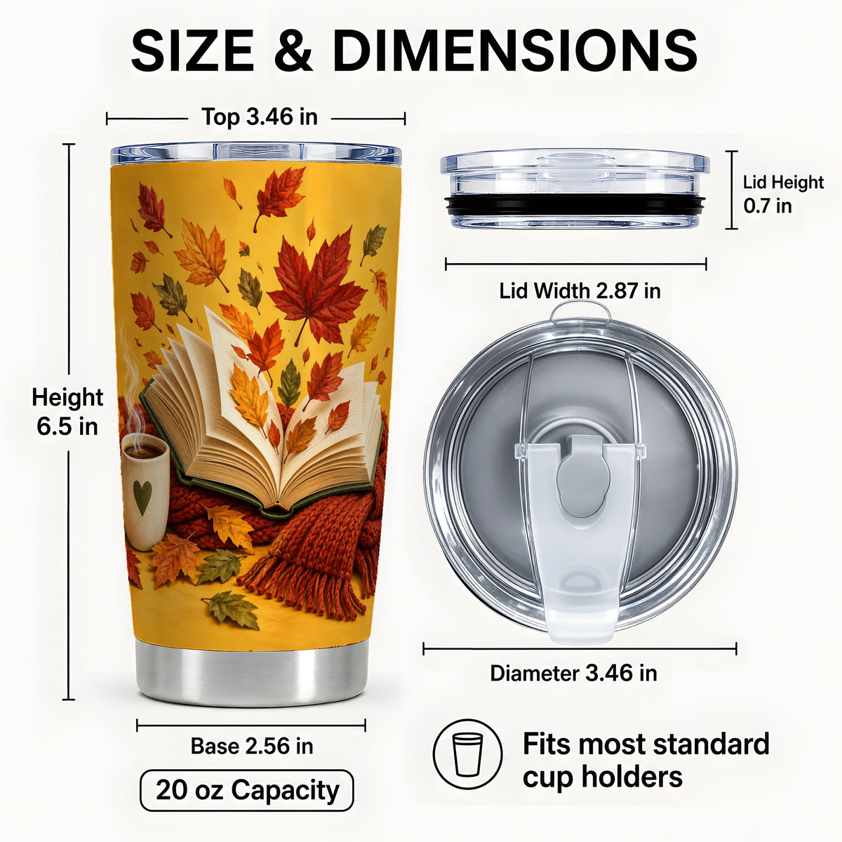 #pl[20oz|Steel] Autumn Reading Tumbler 20oz, Book Lover Tumbler, Stainless Steel Travel Cup