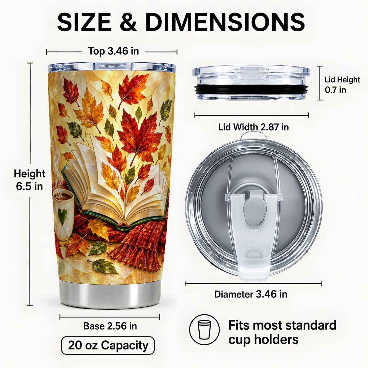 #pl[20oz|Steel] Autumn Book Tumbler 20oz, Mosaic Style Tumbler, Stainless Steel Travel Cup
