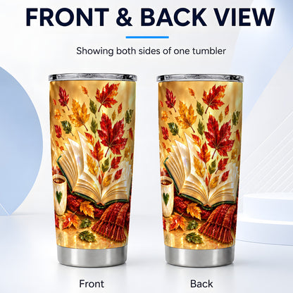 #pl[20oz|Steel] Jeweled Autumn Tumbler 20oz, Book Lover Tumbler, Stainless Steel Travel Cup