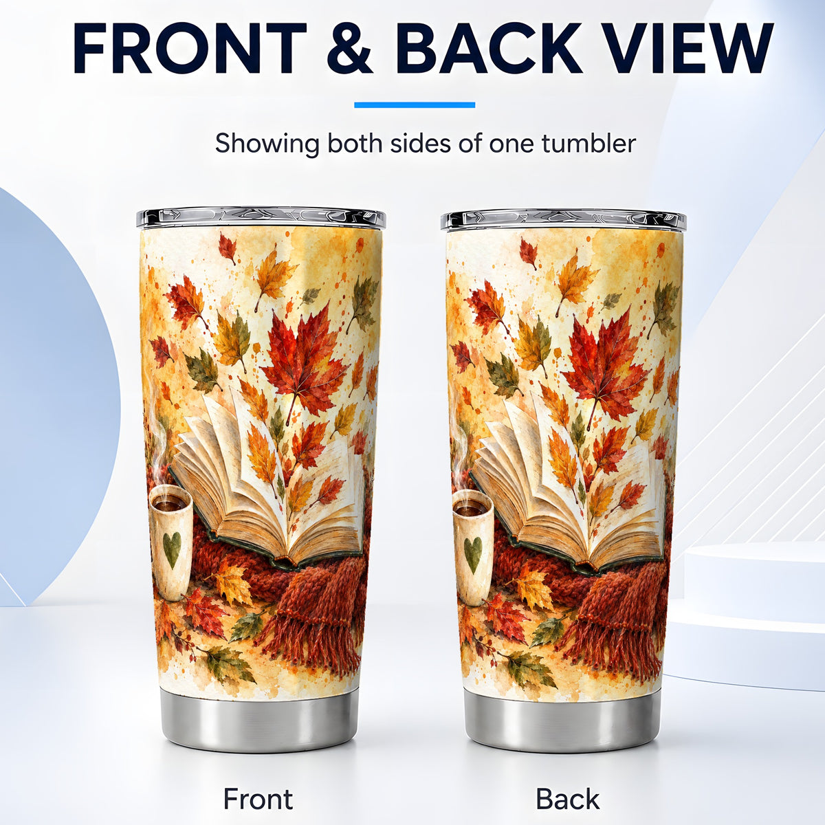 #pl[20oz|Steel] Autumn Reading Tumbler 20oz, Book Tumbler, Stainless Steel Travel Cup