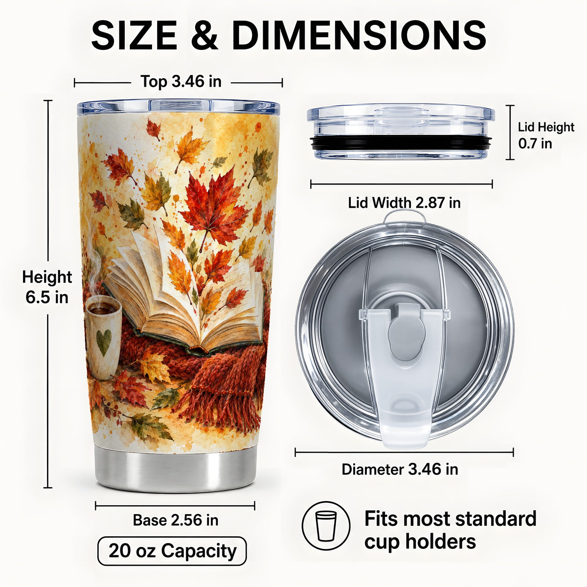 #pl[20oz|Steel] Autumn Reading Tumbler 20oz, Book Tumbler, Stainless Steel Travel Cup