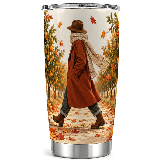 Autumn Orchard Tumbler 20oz, Citrus Tumbler, Stainless Steel Travel Cup