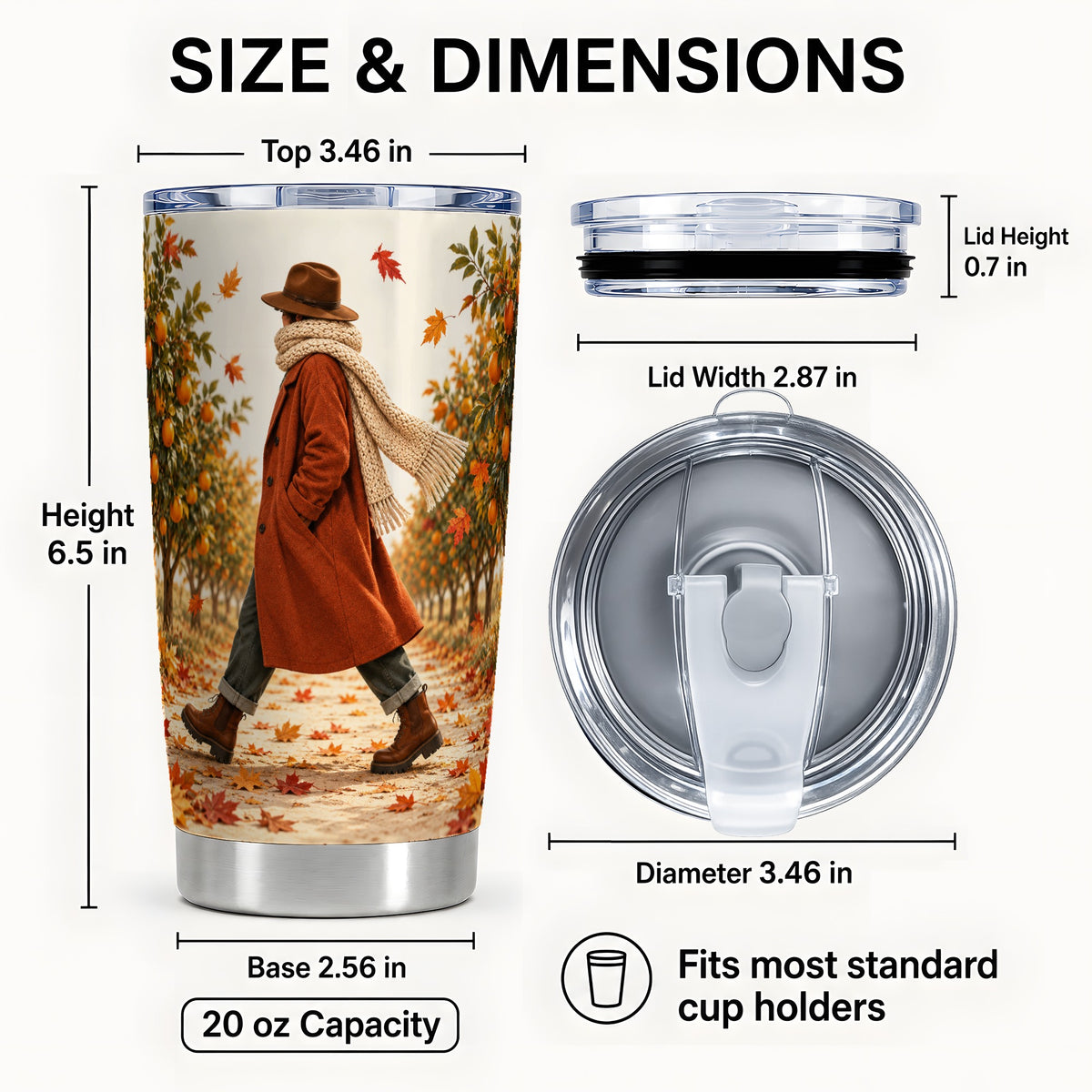 #pl[20oz|Steel] Autumn Orchard Tumbler 20oz, Citrus Tumbler, Stainless Steel Travel Cup