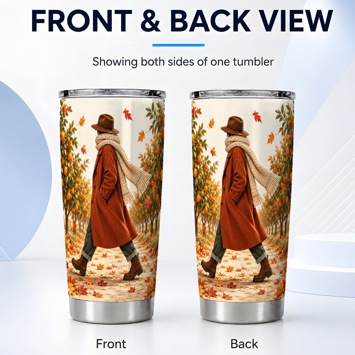 #pl[20oz|Steel] Autumn Orchard Tumbler 20oz, Citrus Tumbler, Stainless Steel Travel Cup