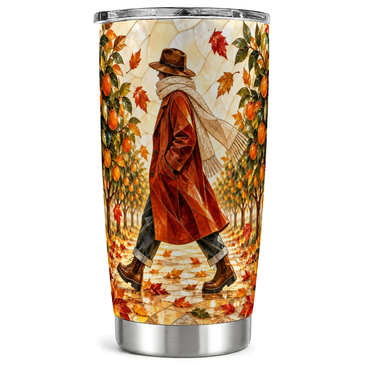 Stained Glass Tumbler 20oz, Citrus Tumbler, Stainless Steel Travel Cup