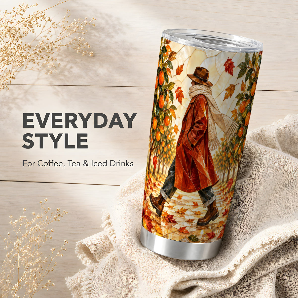 #pl[20oz|Steel] Stained Glass Tumbler 20oz, Citrus Tumbler, Stainless Steel Travel Cup