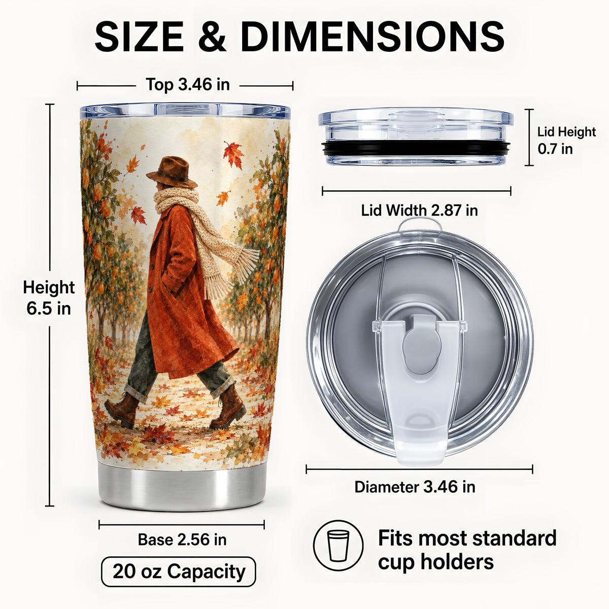 #pl[20oz|Steel] Watercolor Orchard Tumbler 20oz, Citrus Tumbler, Stainless Steel Travel Cup