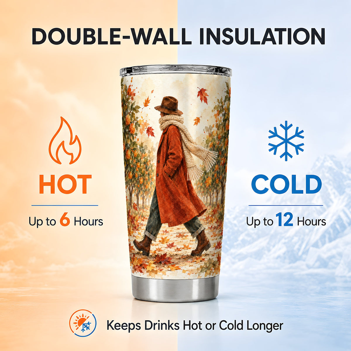 #pl[20oz|Steel] Watercolor Orchard Tumbler 20oz, Citrus Tumbler, Stainless Steel Travel Cup