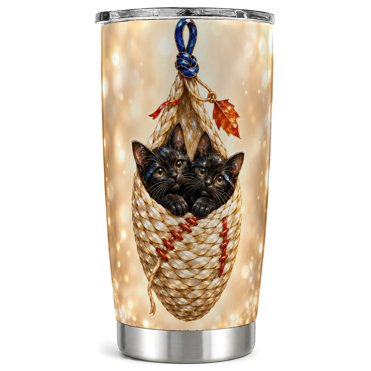 Luminous Cats Tumbler 20oz, Cat Basket Stainless Steel Travel Cup