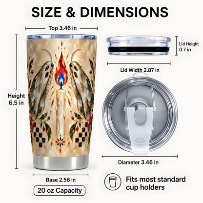 #pl[20oz|Steel] Crystal Moth Candle Tumbler 20oz, Gothic Stainless Steel Travel Cup