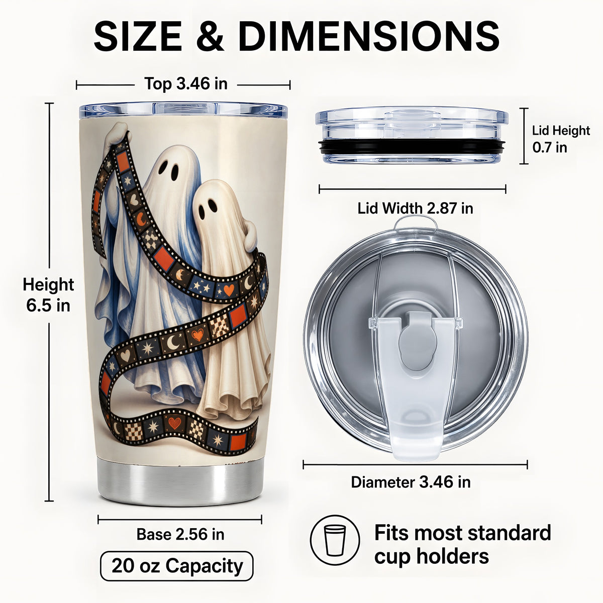 #pl[20oz|Steel] Retro Ghost Film Tumbler 20oz, Halloween Stainless Steel Travel Cup