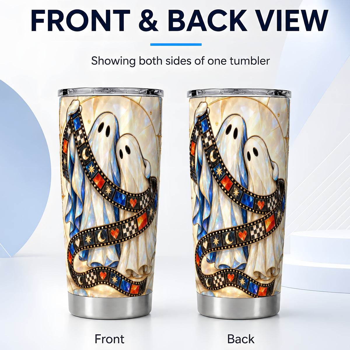 #pl[20oz|Steel] Gemstone Ghost Film Tumbler 20oz, Spooky Stainless Steel Travel Cup