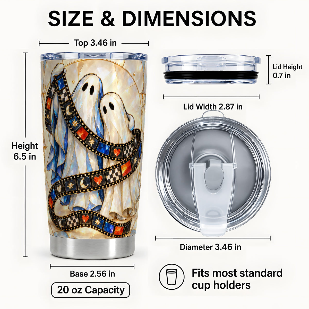 #pl[20oz|Steel] Gemstone Ghost Film Tumbler 20oz, Spooky Stainless Steel Travel Cup