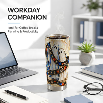 #pl[20oz|Steel] Gemstone Ghost Film Tumbler 20oz, Spooky Stainless Steel Travel Cup