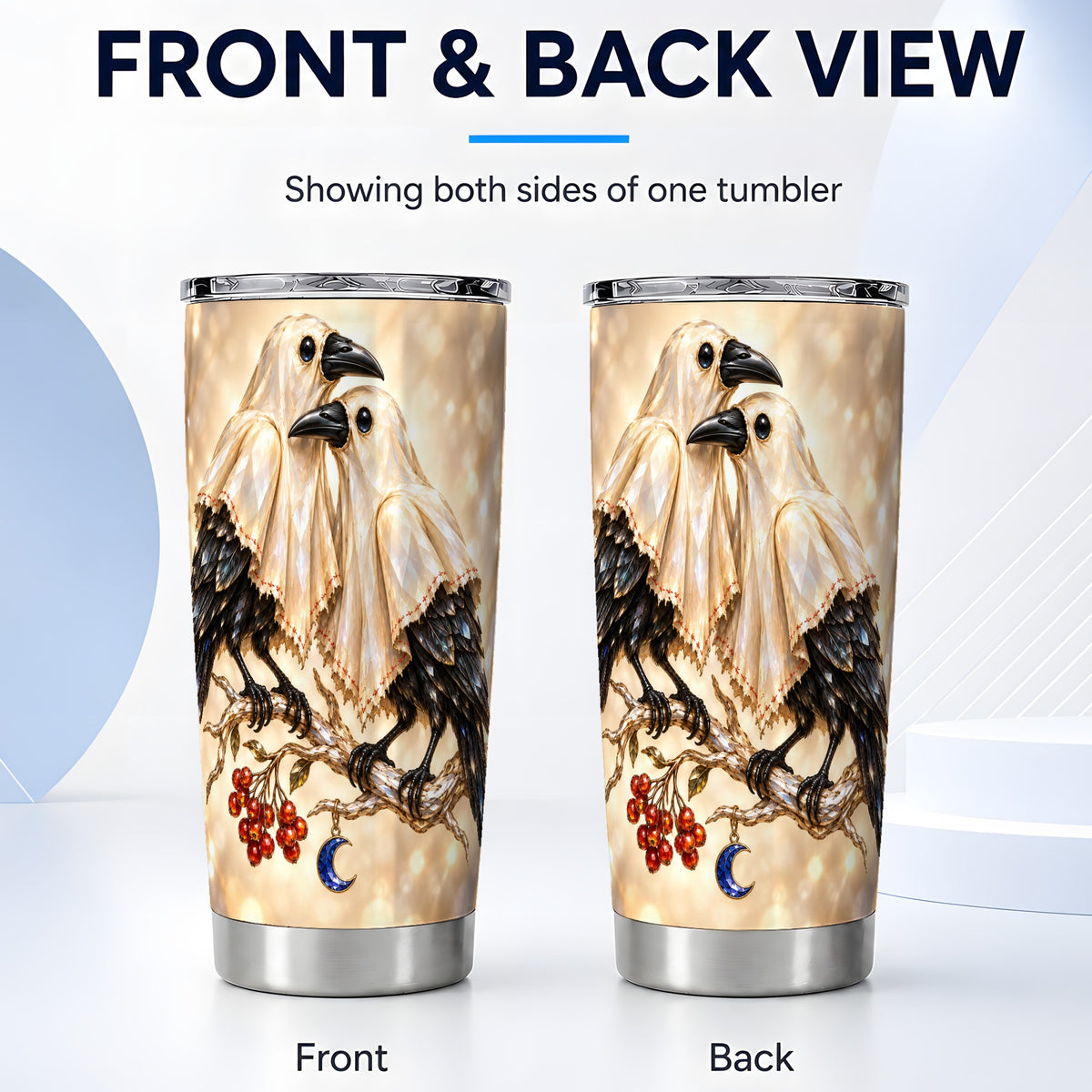 #pl[20oz|Steel] Crystal Raven Tumbler 20oz, Bird Tumbler, Stainless Steel Travel Cup